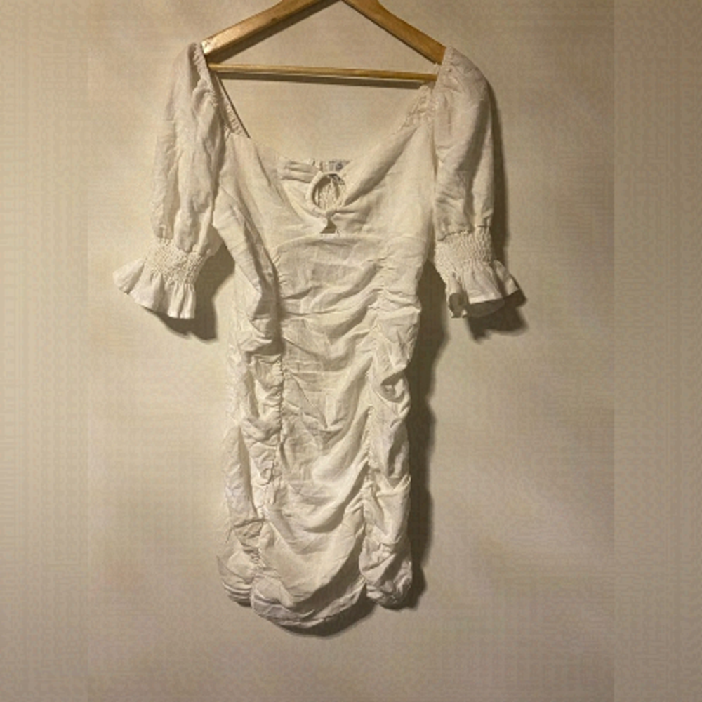 NWT- Pink Diamond White cotton dress Size S